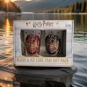Harry Potter 16 oz Pilsner Glass & Ice Cube Tray Gift Set - 3 Piece New